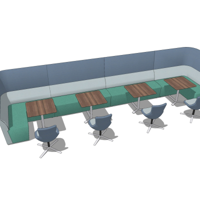  现代布艺卡座沙发su模型 