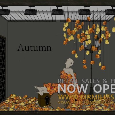  现代服装店橱窗su模型 