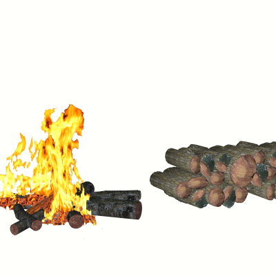  现代壁炉木头火焰su模型 