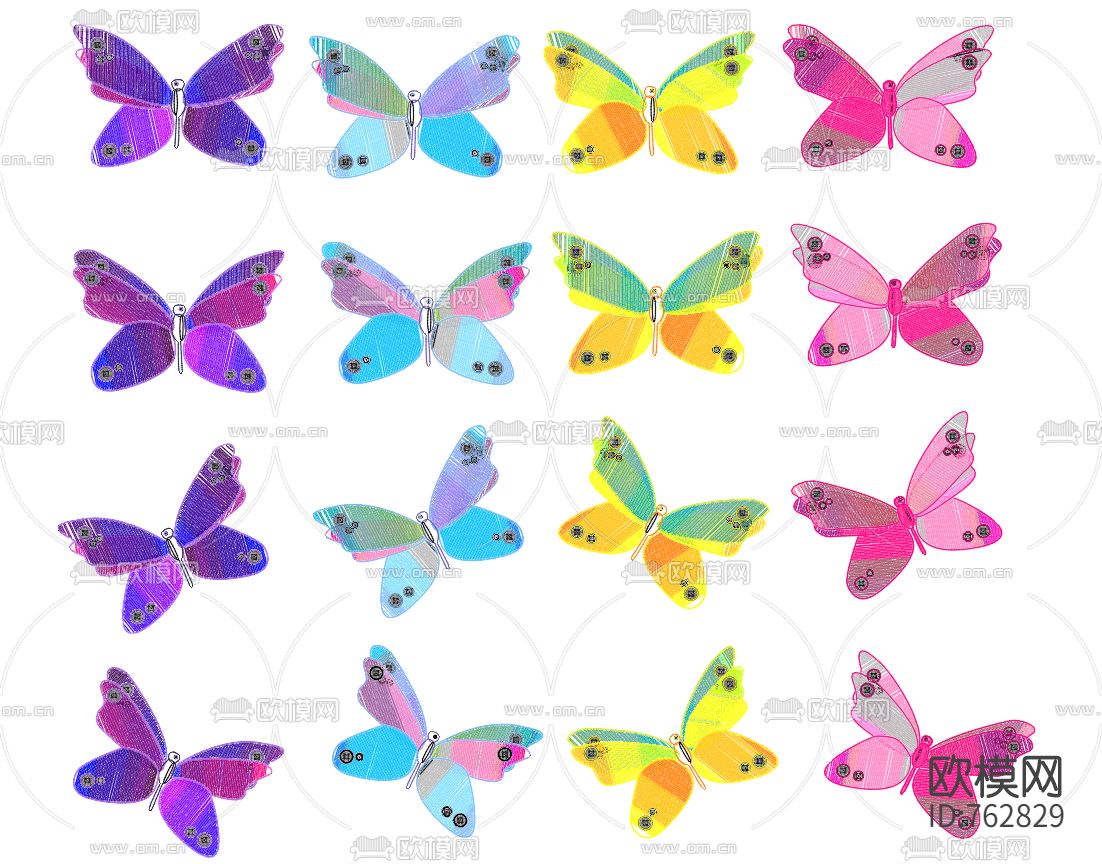 蝴蝶CAD图库下载（渲染图2）