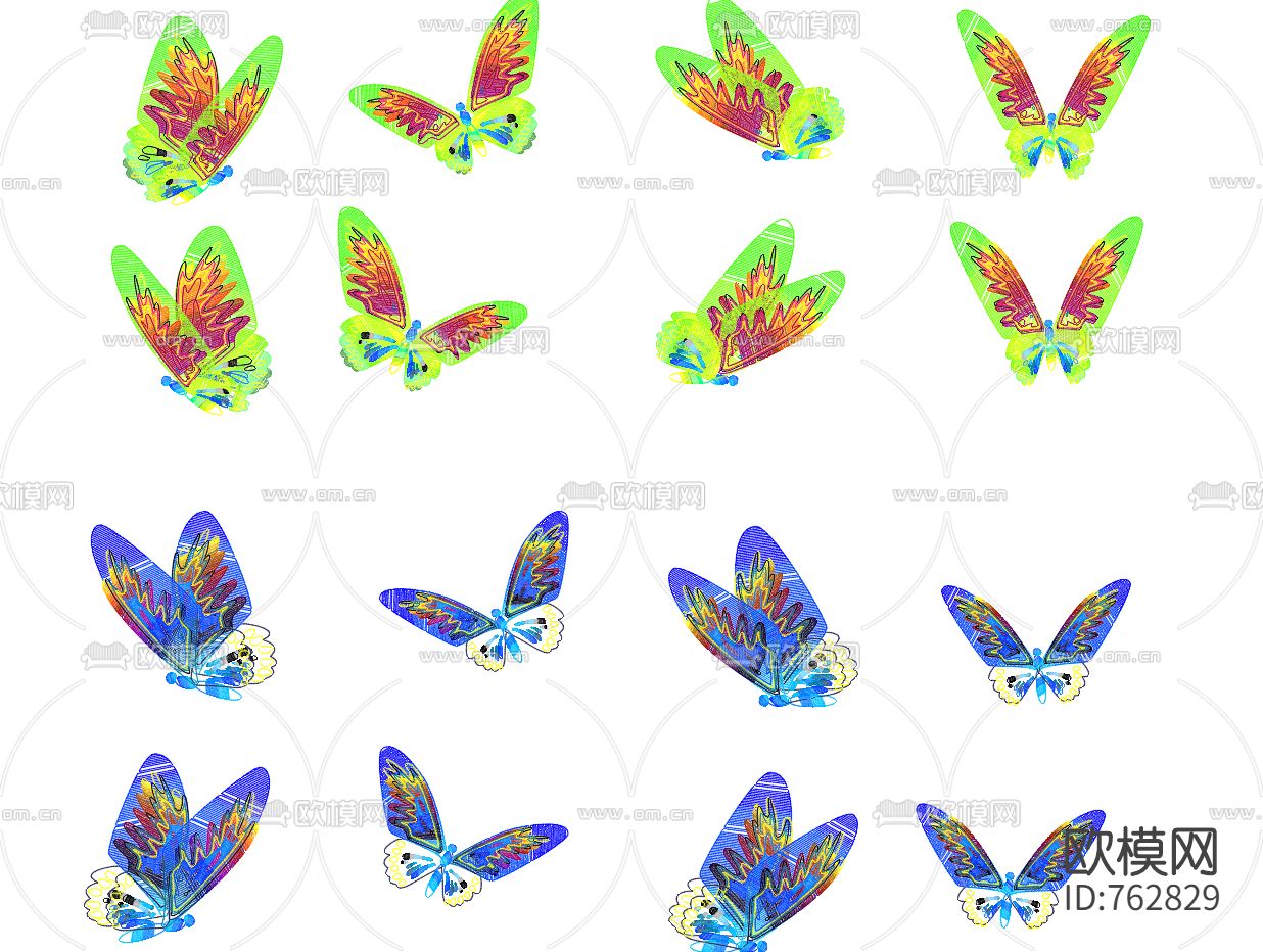 蝴蝶CAD图库下载（渲染图3）