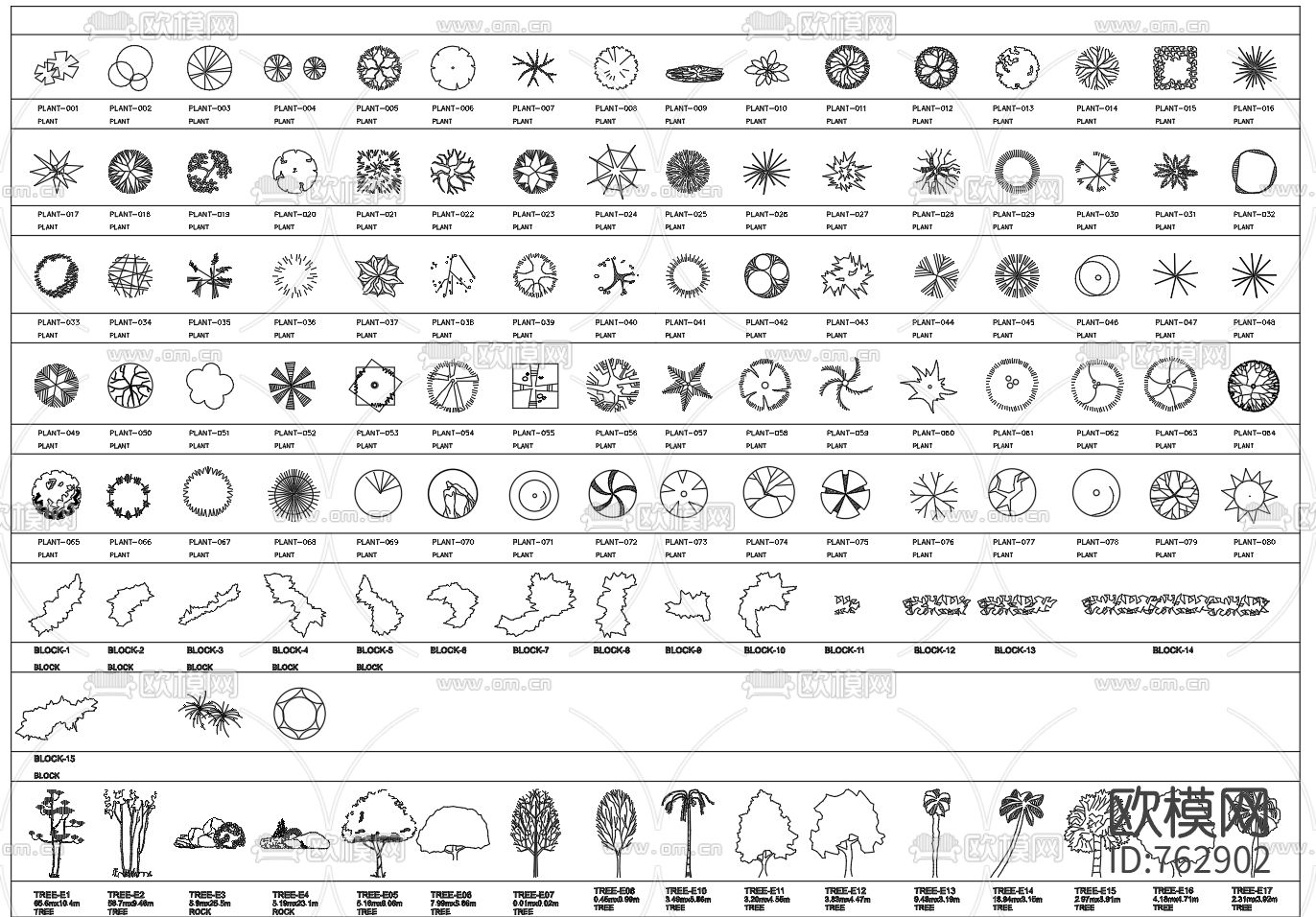 植物盆栽CAD图库下载