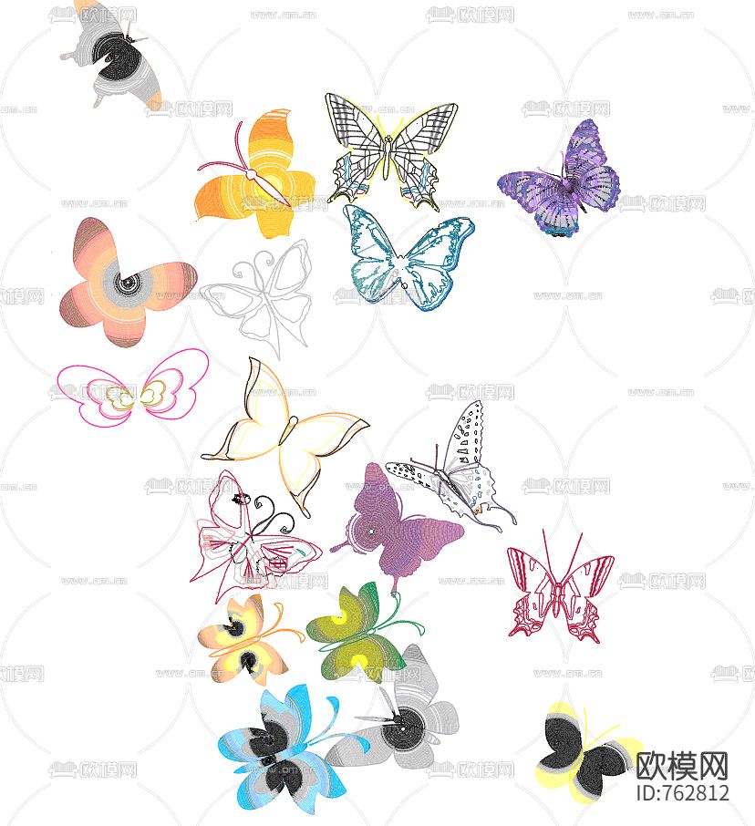 蝴蝶CAD图库下载（渲染图2）