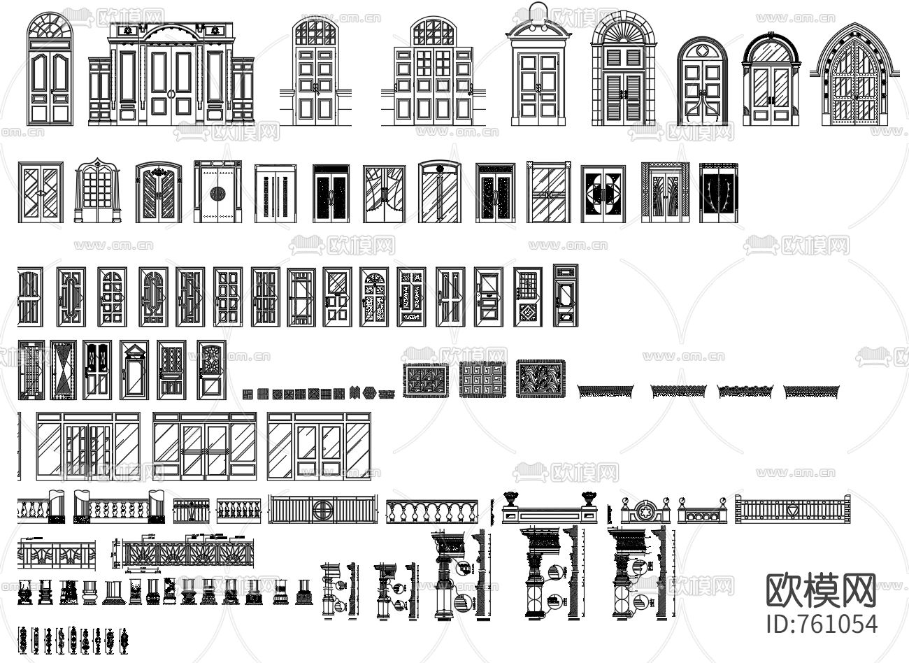 欧式家具CAD立面图库下载（渲染图2）