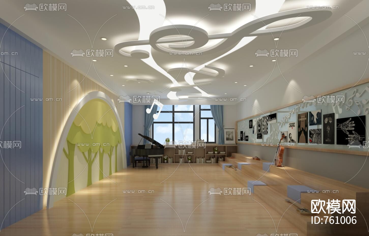 现代幼儿园CAD整套设计资料（附施工图）下载（渲染图3）