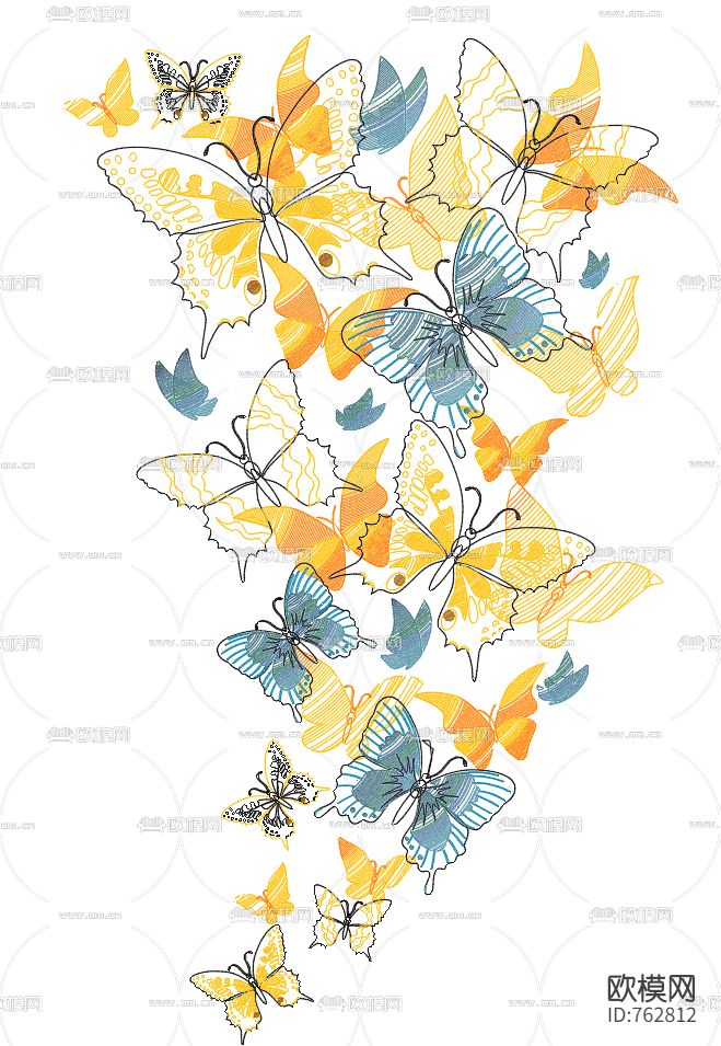 蝴蝶CAD图库下载（渲染图3）