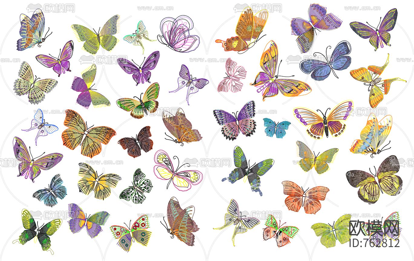 蝴蝶CAD图库下载（渲染图1）