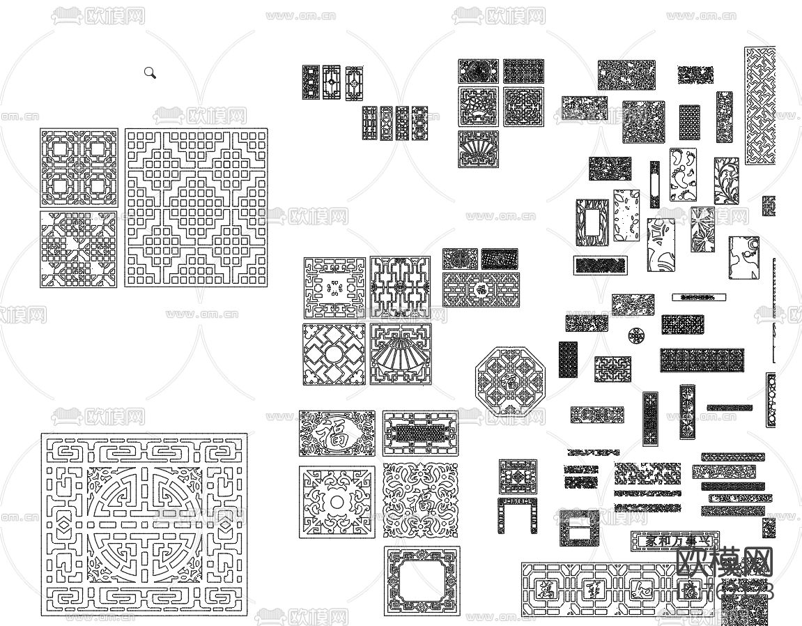 镂空雕花CAD图库下载（渲染图3）