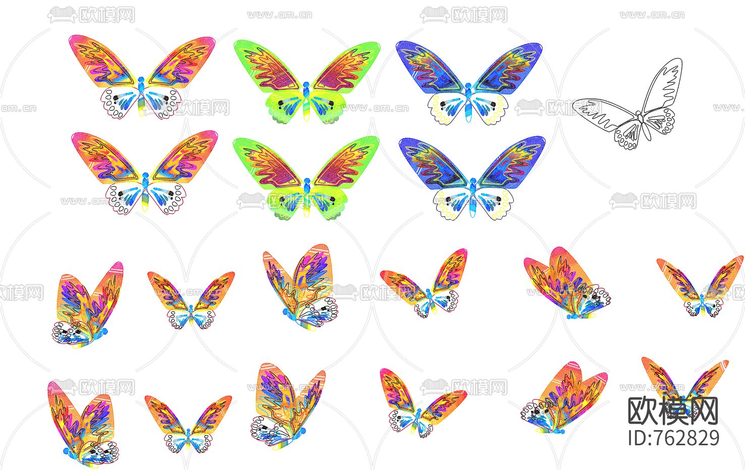 蝴蝶CAD图库下载（渲染图1）