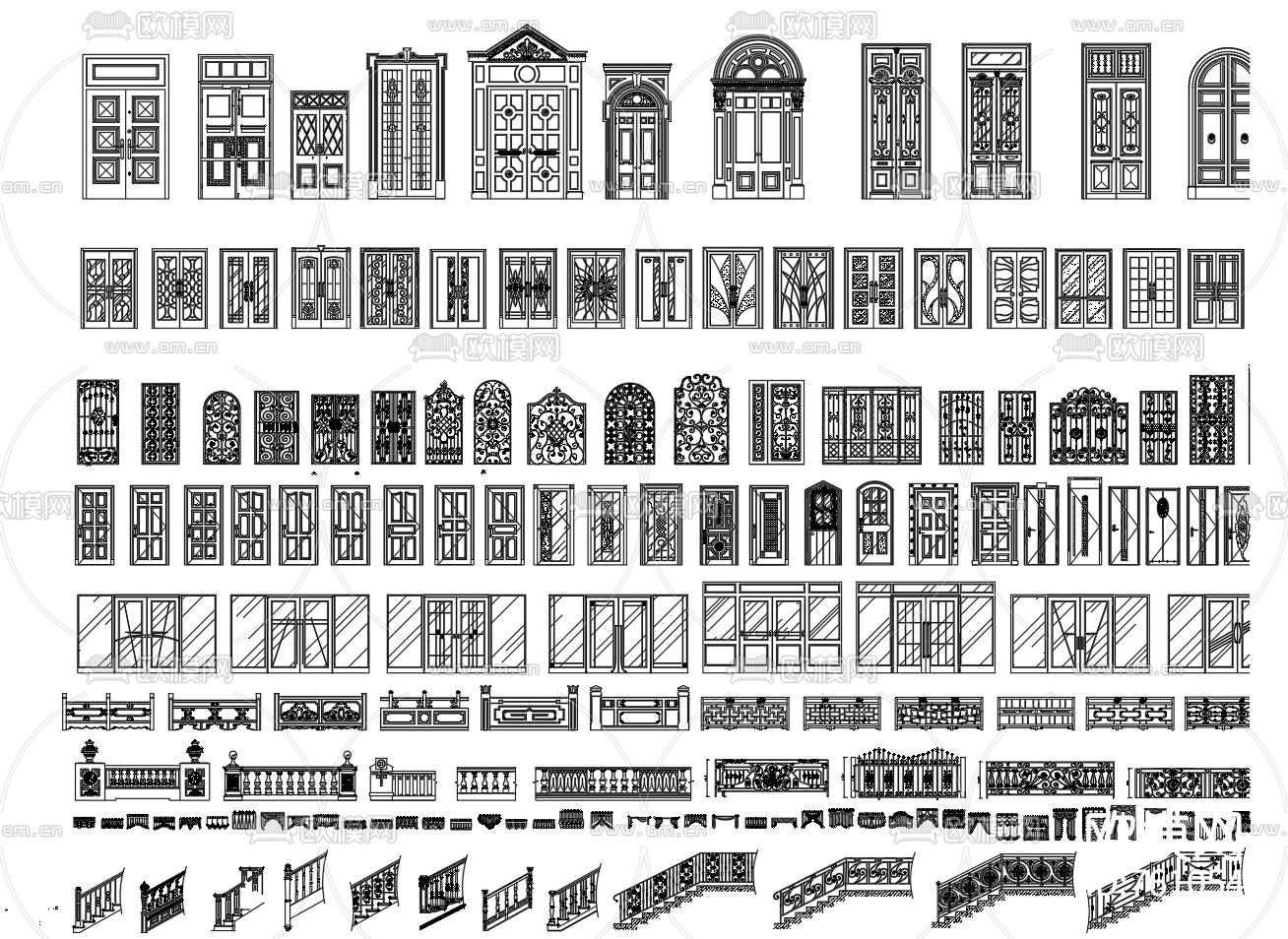 欧式家具CAD立面图库下载（渲染图5）
