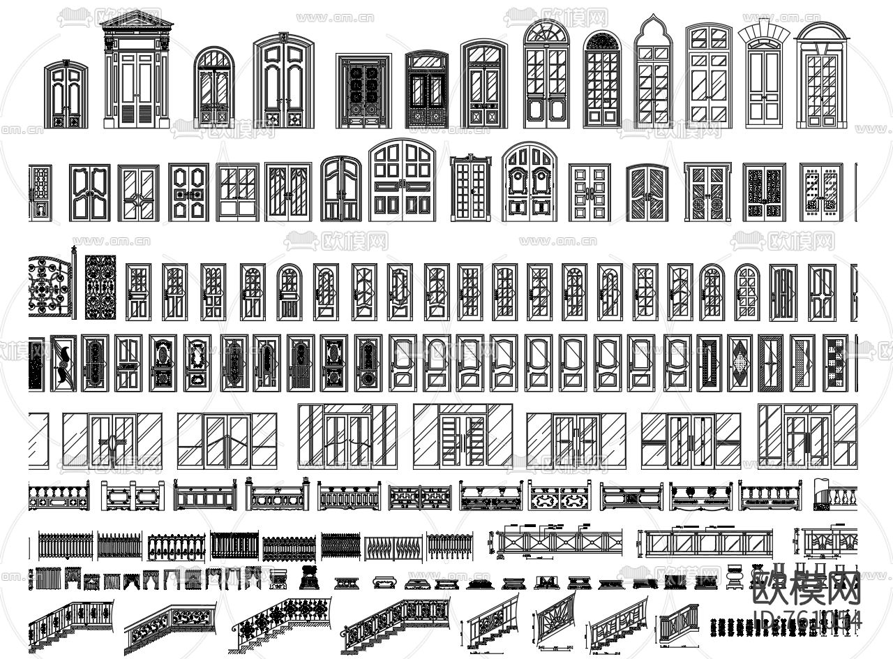 欧式家具CAD立面图库下载（渲染图4）