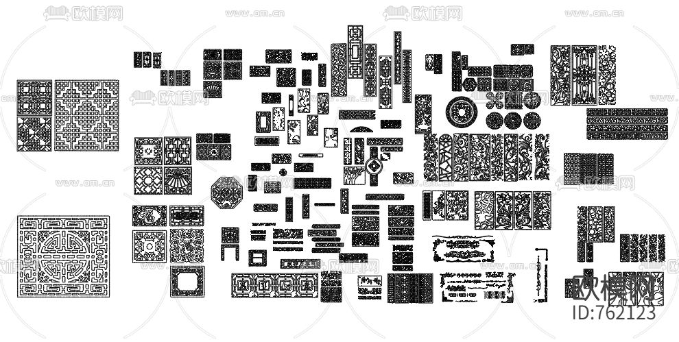 镂空雕花CAD图库下载（渲染图2）