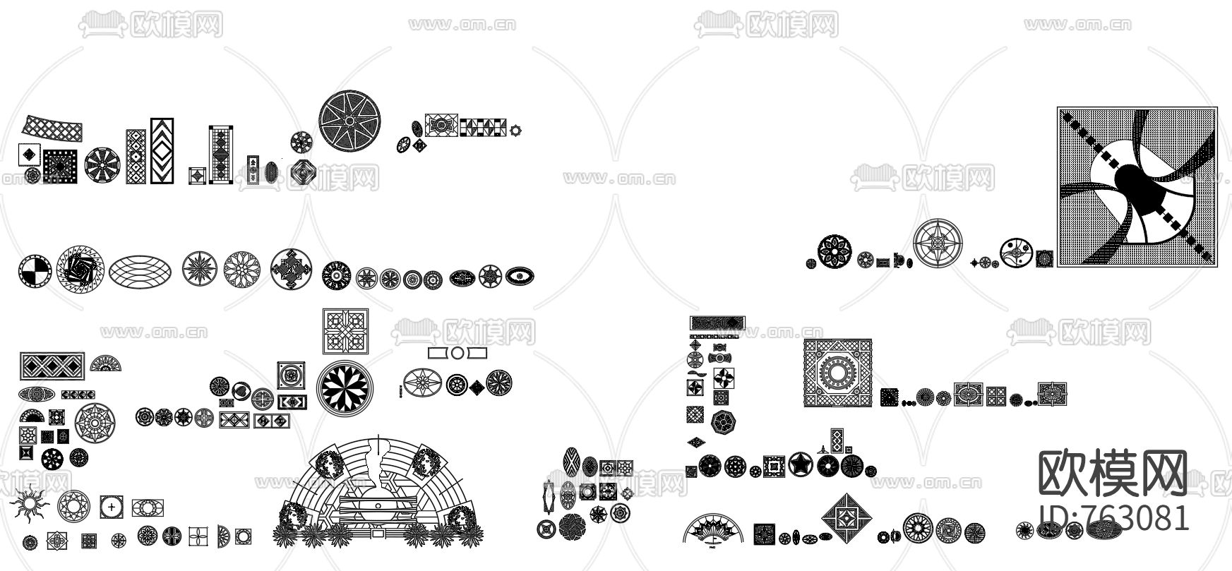 园林绿植cad图库下载（渲染图4）