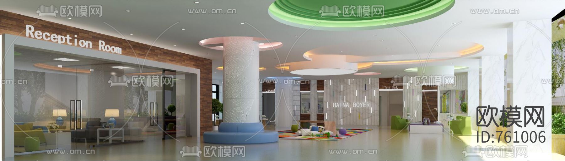 现代幼儿园CAD整套设计资料（附施工图）下载（渲染图4）