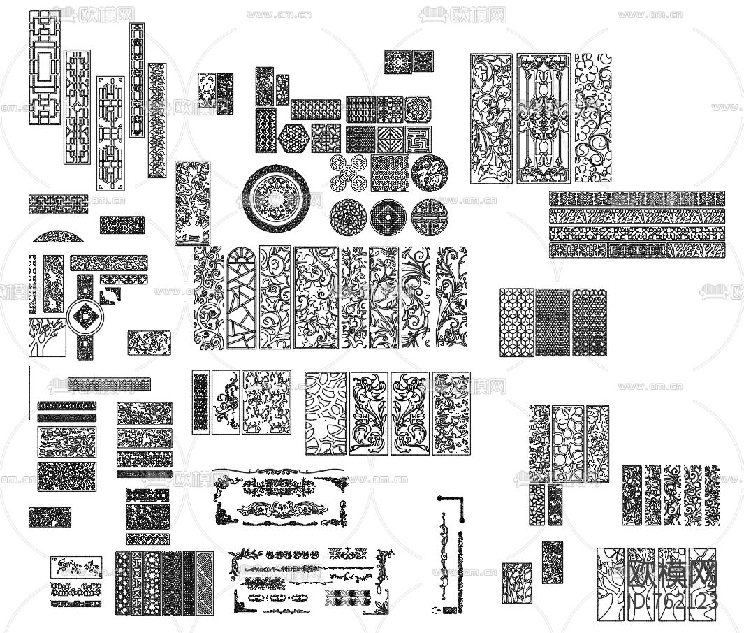 镂空雕花CAD图库下载（渲染图1）