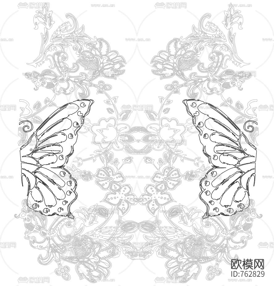 蝴蝶CAD图库下载（渲染图5）