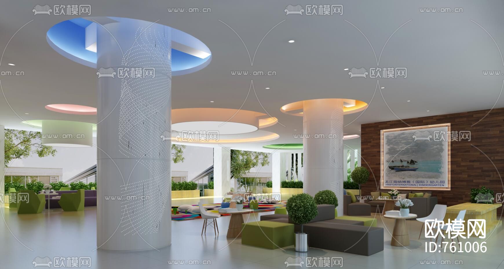 现代幼儿园CAD整套设计资料（附施工图）下载（渲染图1）