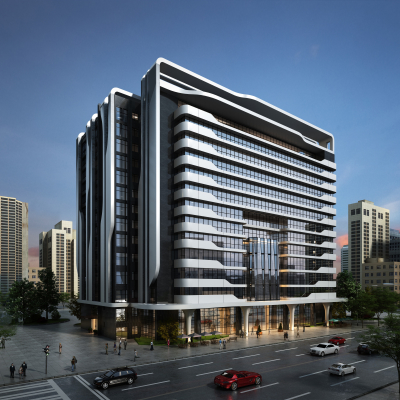 现代商业办公楼建筑外观3d模型