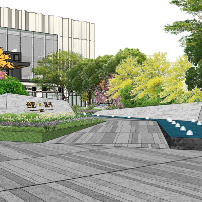  现代售楼部展示区su模型 