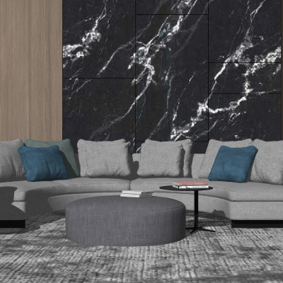  现代弧形多人沙发su模型 