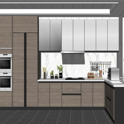  现代简约厨房su模型 