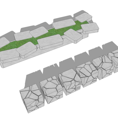  现代花坛坐凳su模型 