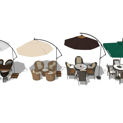  现代户外休闲桌椅su模型 
