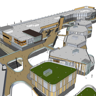  现代商业街su模型 