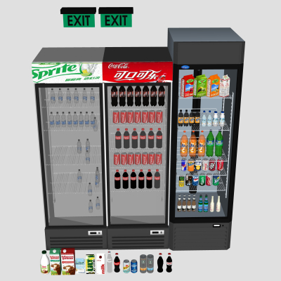 现代冷藏冰箱饮料su模型 