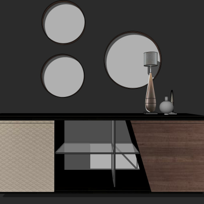 现代轻奢电视柜su模型