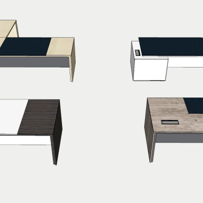  现代班台桌su模型 