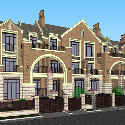 欧式联排别墅免费su模型