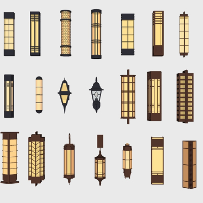 新中式轻奢壁灯su模型