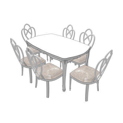 简欧餐桌椅免费su模型