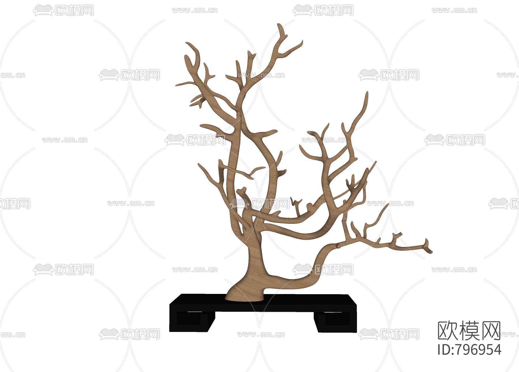 中式枯树摆件免费su模型下载