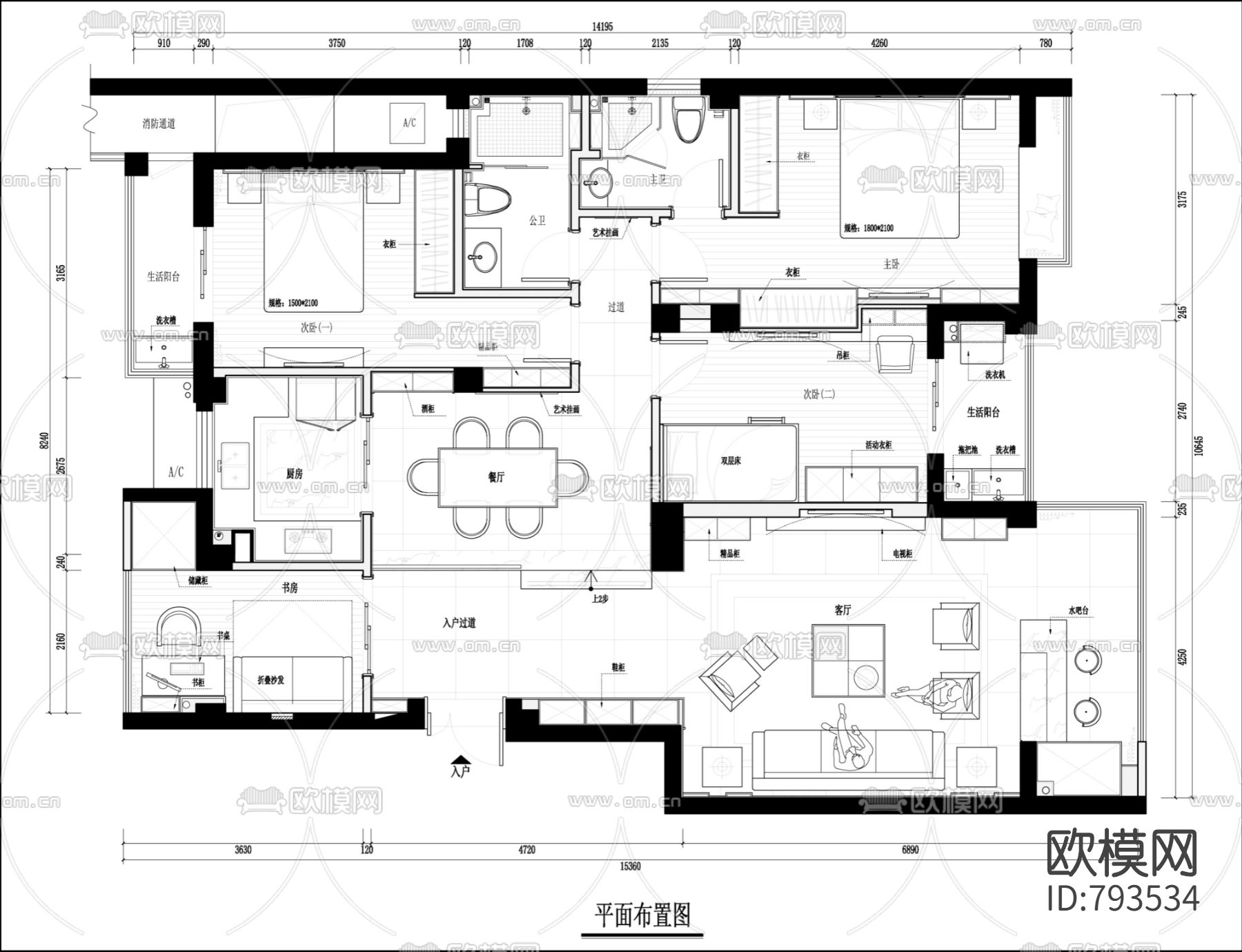 现代风格住宅cad施工图