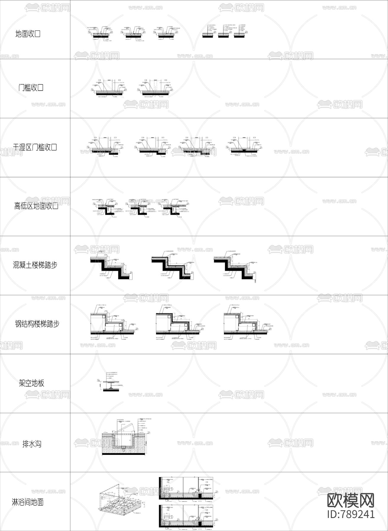 地面常用节点大样cad施工图