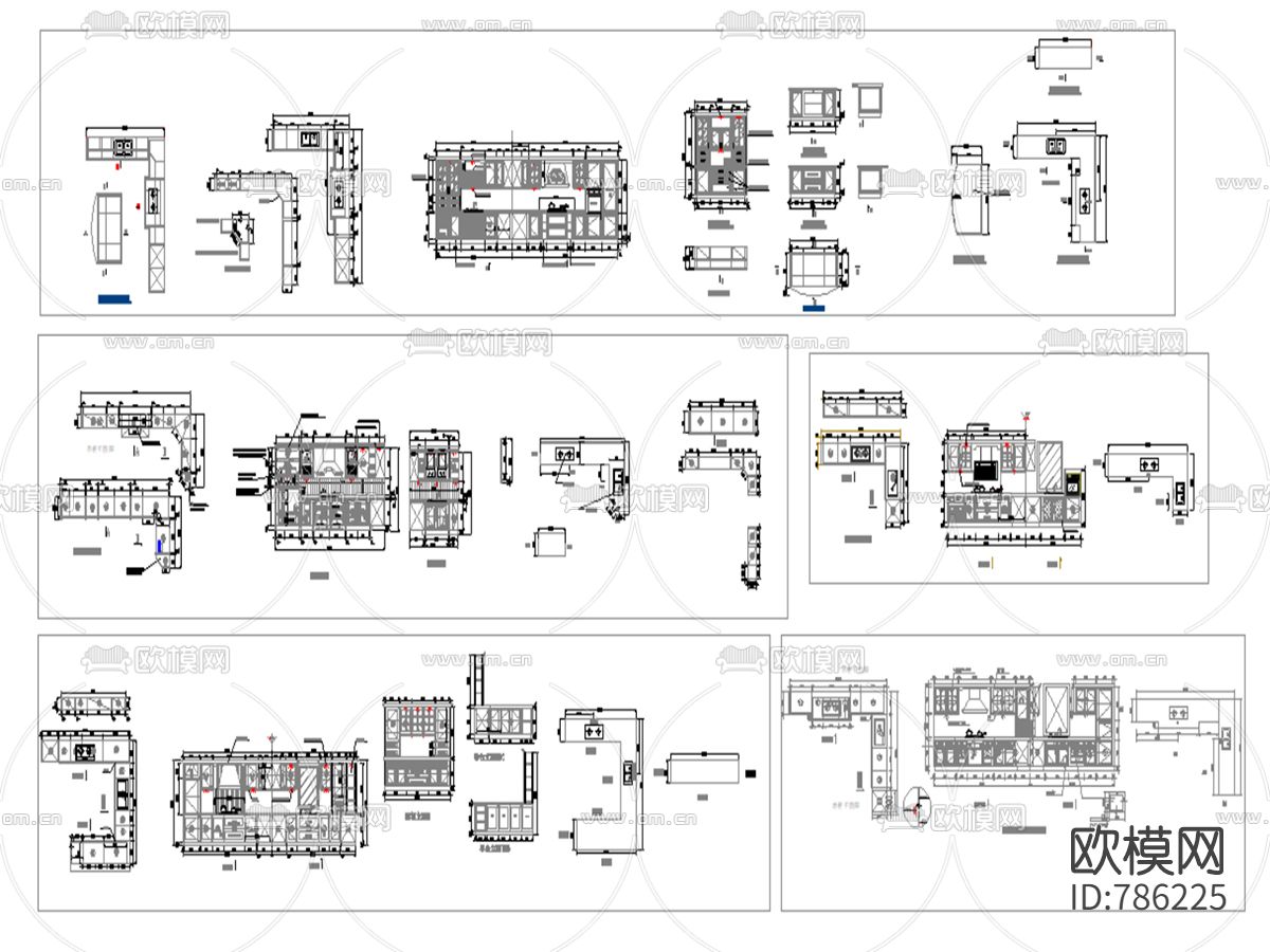 欧式橱柜cad解析图纸下载（渲染图1）