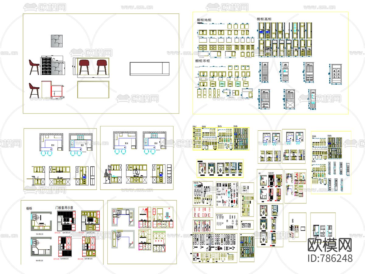 橱柜动态块cad施工图下载（渲染图5）