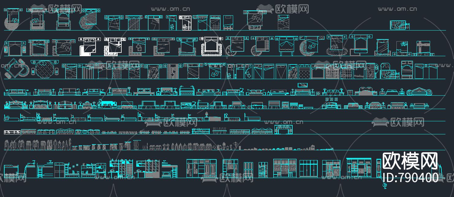 家具陈设cad图库下载（渲染图3）