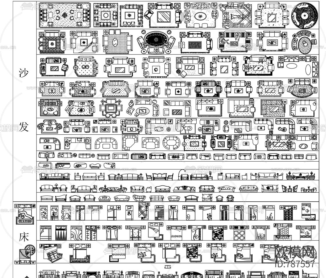 常用家具CAD图库下载（渲染图3）