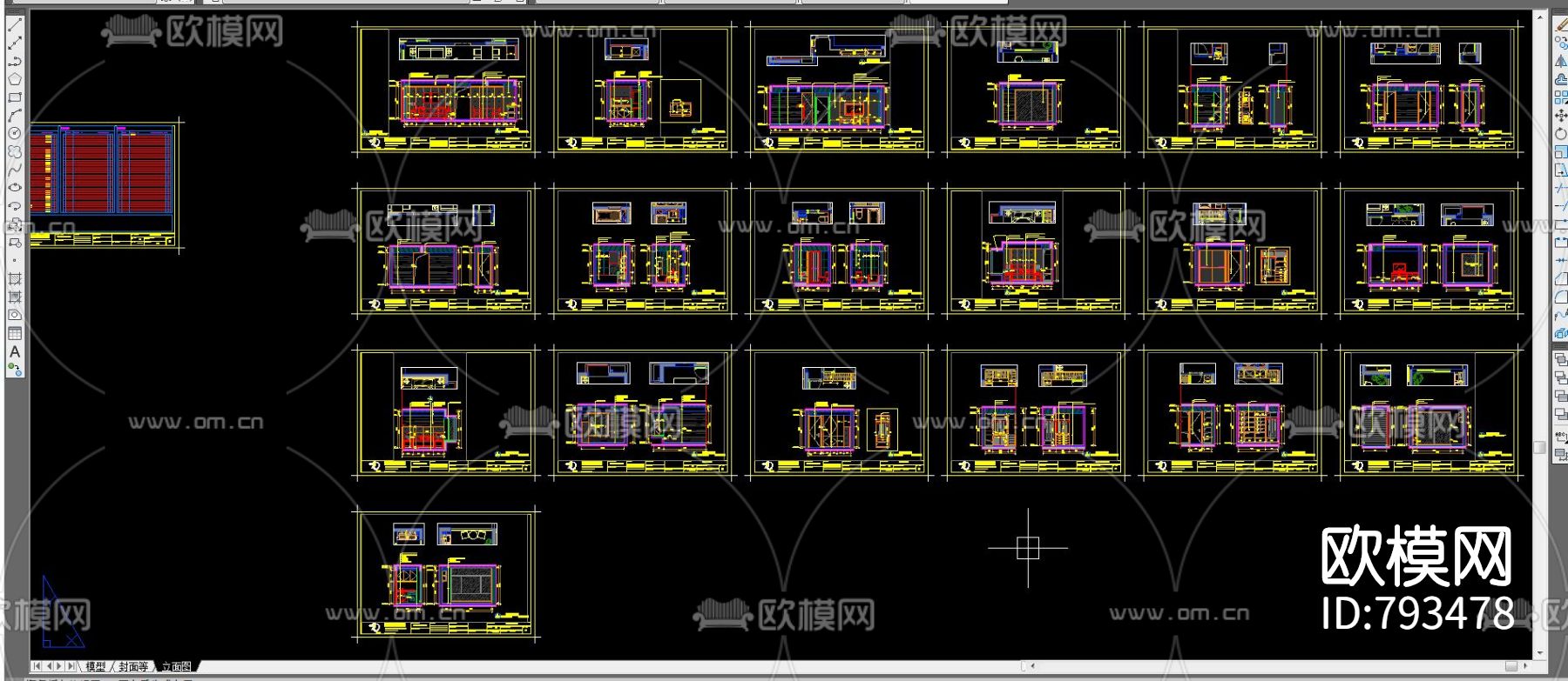 现代住宅cad施工图下载（渲染图1）