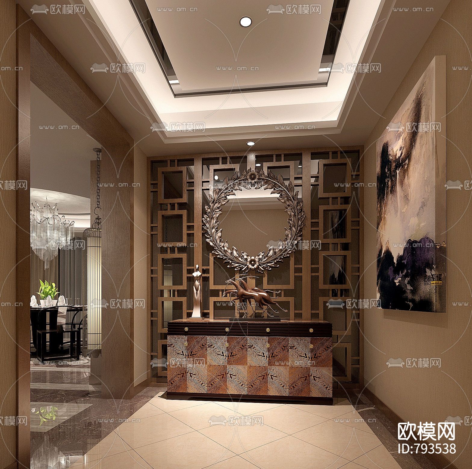 现代风格家装cad施工图下载（渲染图4）