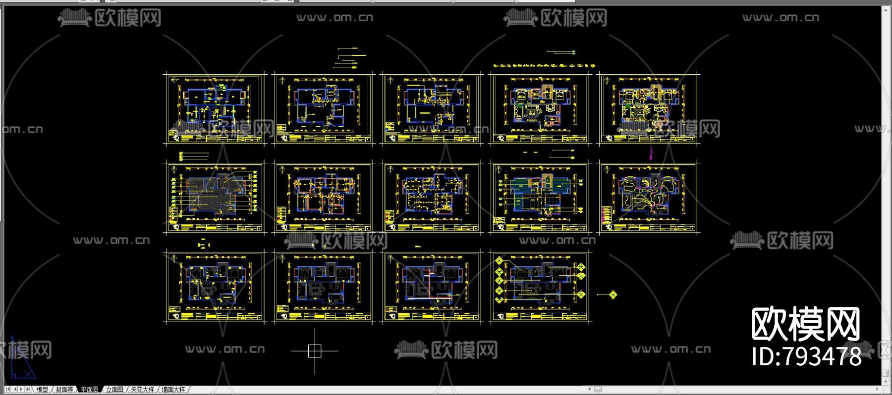 现代住宅cad施工图下载（渲染图5）