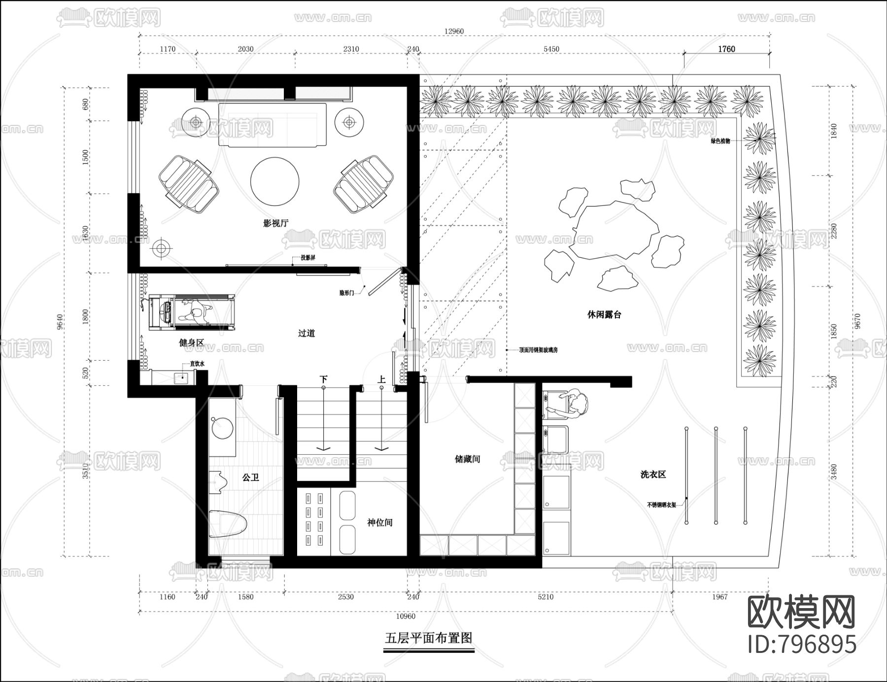 新中式别墅家装cad施工图下载（渲染图3）