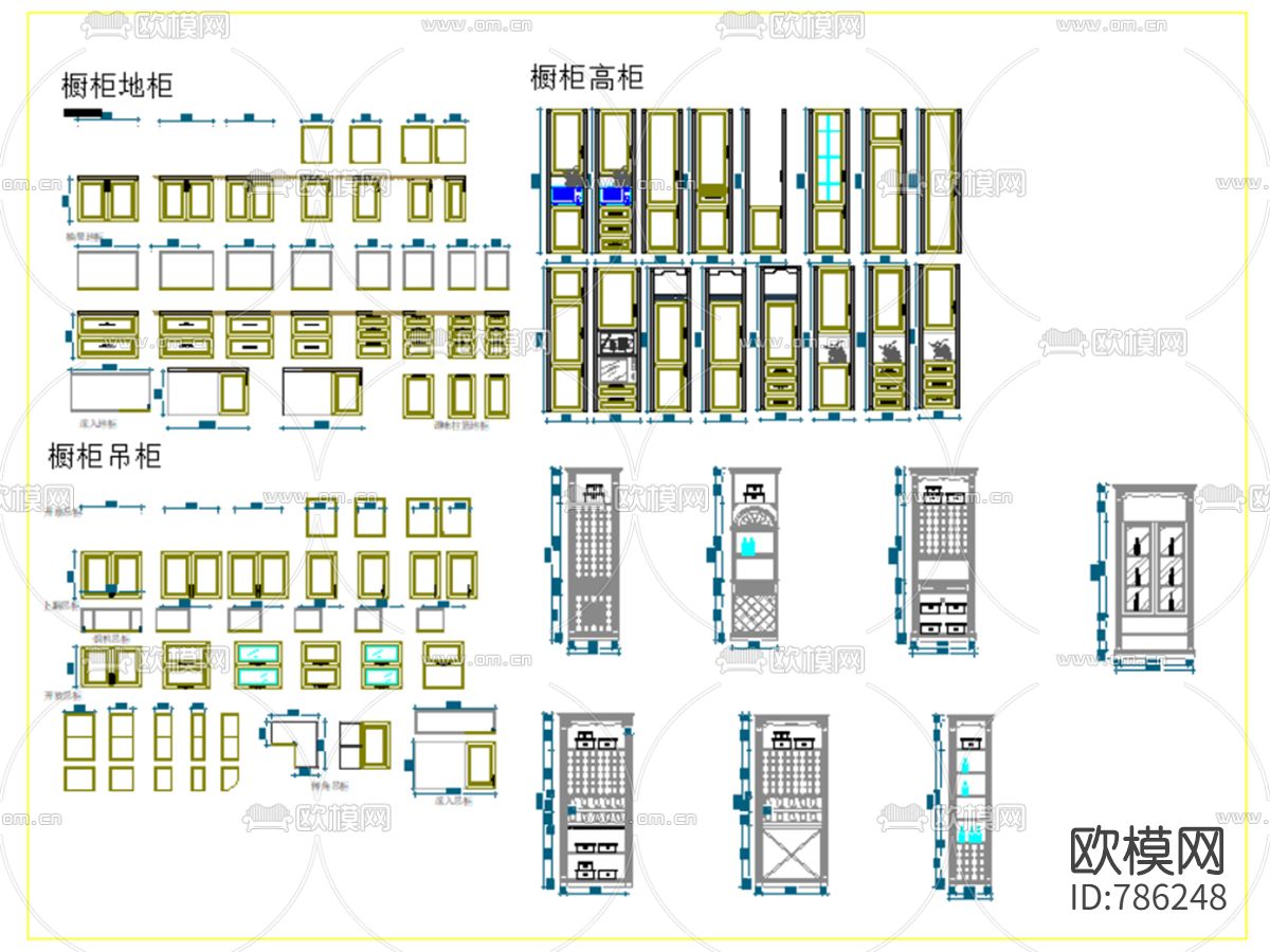 橱柜动态块cad施工图下载（渲染图2）