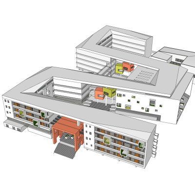 现代教学楼免费su模型