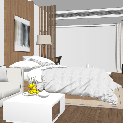  日式酒店客房su模型 