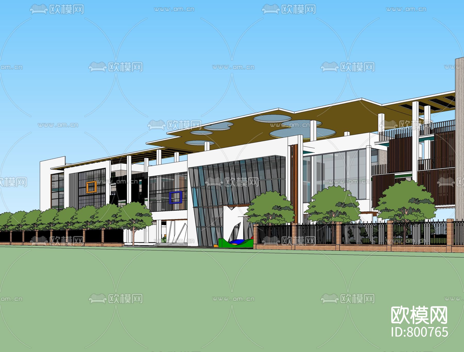 现代幼儿园免费su模型下载（渲染图1）