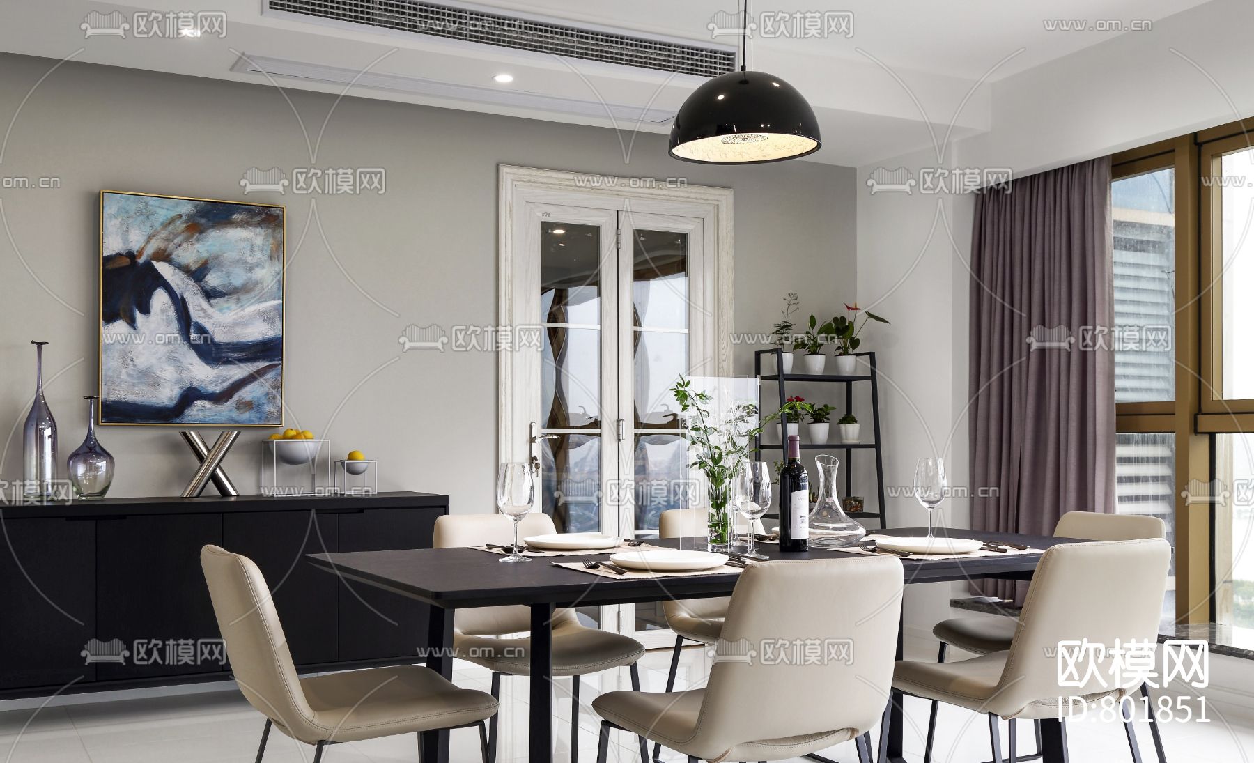 水岸清华两居室施工图下载（渲染图5）